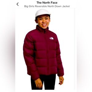 EUC The North Face reversible down filled puffer jacket, Girls size 10/12.